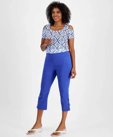 JM COLLECTION Women'S Side Lace-Up Capri Pants, Created For Macy'S Demure Blue