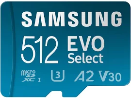 Samsung Evo Select Micro SD-Memory-Card + Adapter, 512gb microSDXC 130MB/s Full HD & 4K Uhd, Uhs-i, U3, A2, V30, Expanded Sto