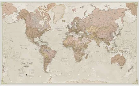 Maps International Giant World Map - Antique World Map Poster - Laminated - 77.5 x 46
