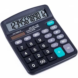 Lijust Calculators, KK-837-12S Standard Function Desktop Calculator, 12 Digit Large LCD Display, Battery and Solar Powered Basic Calculators for