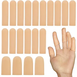 YIVCKOM 20 Pcs Gel Finger Cots, Silicone Finger Protectors, Thumb Protector Covers, Finger Caps for Dry Skin Crack Slips Hand EC