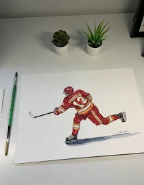 Johnny Gaudreau // Calgary Flames // Hockey // NHL // Watercolour Painting