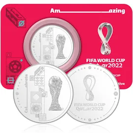 FIFA World Cup 2022 32mm Silver Medal With Push Fit Coin Card - One Size