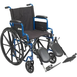 Drive Medical Blue Streak Wheelchair with Flip Back Desk Arms, Elevating Leg Rests, 18 inch Seat