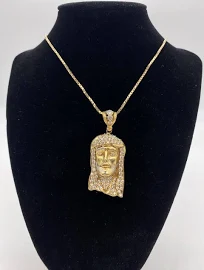 10K Yellow Gold 10.3GM Jesus Pendant with Cubic