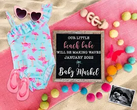 Girl Pregnancy Announcement Digital for Social Media -Baby Announcement -Gender Reveal -Summer Pregnancy Announcement -Beach babe