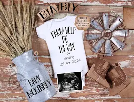 Farm Help Custom Pregnancy Announcement | Rustic Theme | Facebook Instagram | Digital Baby Announcement | Social Media Announcement Idea