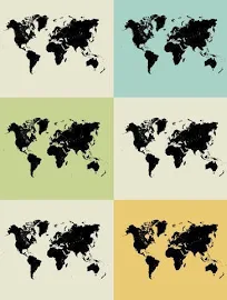 Art Print:World Map Grid Poster by NaxArt : 24x18in