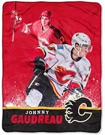 NHL Calgary Flames Blanket Featuring Johnny Gaudreau - 50" x 60" Johnny Gaudreau Blanket