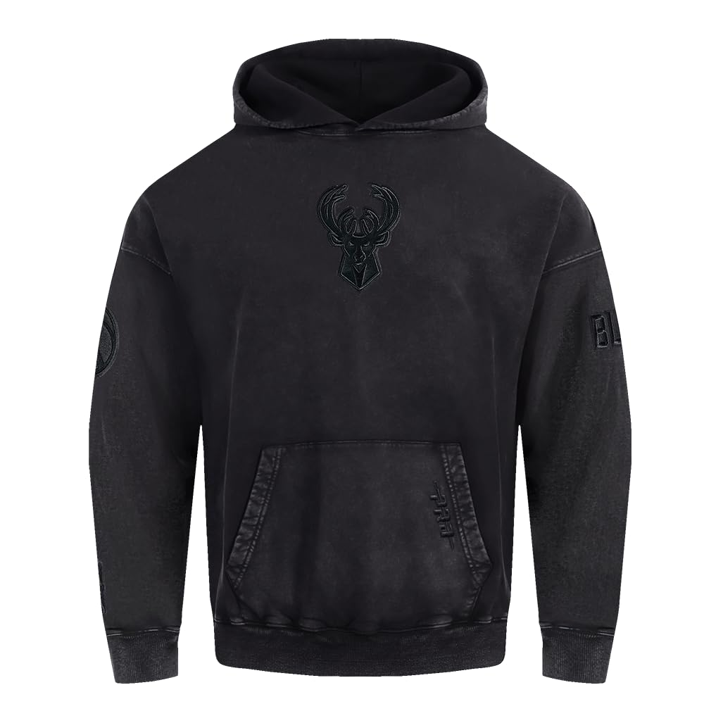 Pro Standard Mens NBA Milwaukee Bucks Washed Classic Pull Over Hoodie Washed Black M