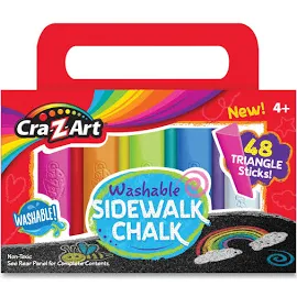 Cra-Z-Art Washable Sidewalk Chalk, Triangle Shaped, 48 Assorted Bright Colors, 48 Sticks/Set