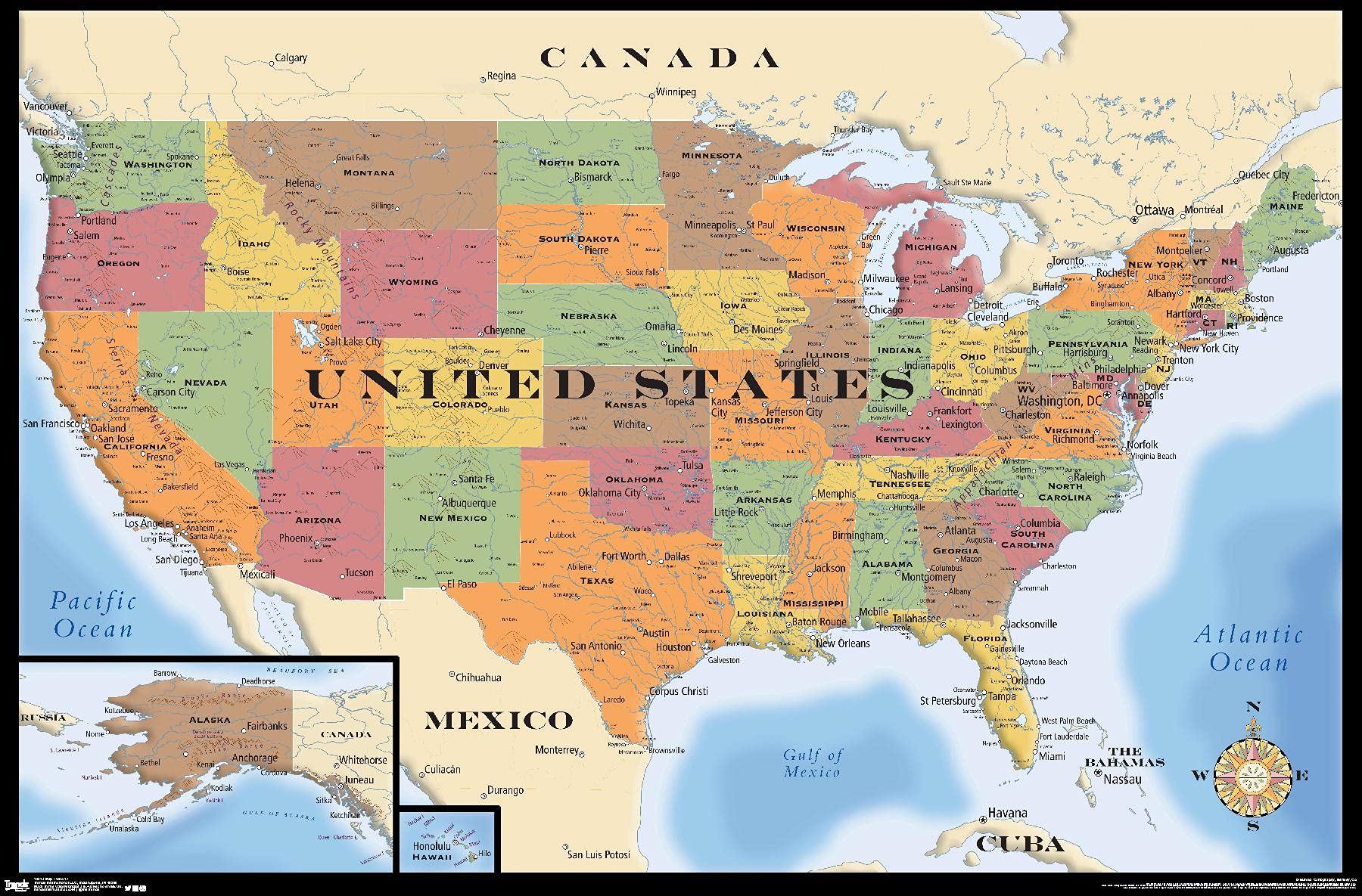 trends international Map Usa Wall Poster