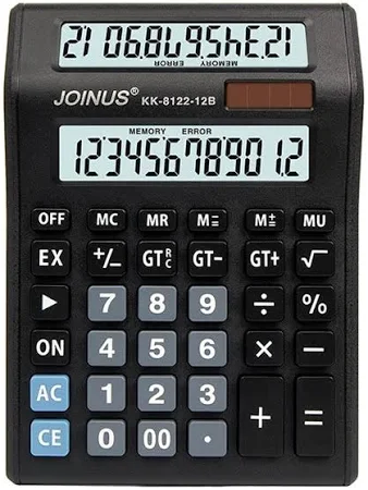 Solar Double Screen Calculator - 12 Digits For Students