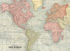 World map printable poster. Vintage world map digital print. Vintage Atlas poster.