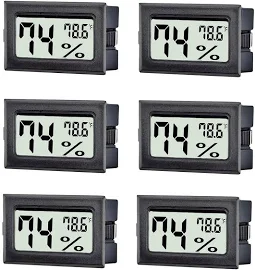 TASOGEN 6 Pack Mini Digital Thermometer Hygrometer,Indoor Temperature and Humidity Gauge Meter Monitor Fahrenheit (°F) for Home,G