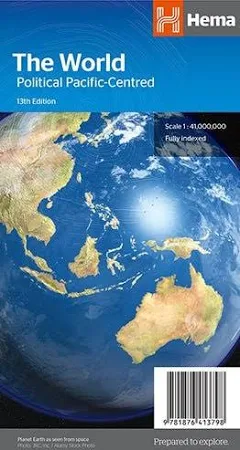World Political Pacific Centred Map 14th Edition