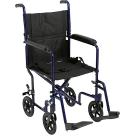 Drive Medical Lightweight Transport Wheelchair Blue 19"