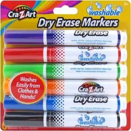 Cra Z Art Kids Washable Broadline Dry Erase Markers, 6 Count