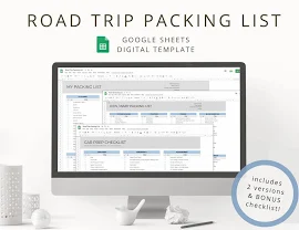 Digital Road Trip Packing List Template for Organized Travel Planning, Editable Google Sheets Travel Packing Checklist for Families