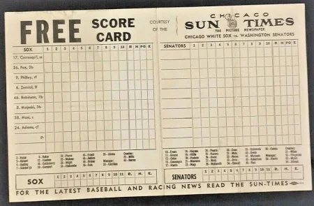 Mlb Chicago White Sox Baseball Scorecard Comiskey Park Vs Washington