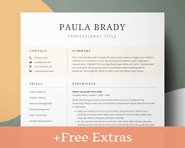 Google Drive & Word Resume Template, Professional Clean Modern Resume, Google Docs Resume CV Template, One Two Pages Teacher Resume template