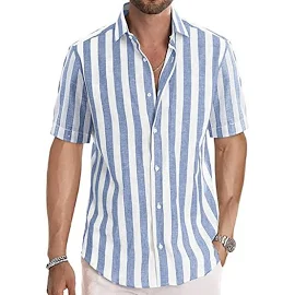 Lightinthebox Men's Shirt Casual Shirt Grey Blue Black Blue Green Gray Short Sleeves Stripe Turndown Outdoor Daily Wear Print Clothing Apparel Fashion Streetwear