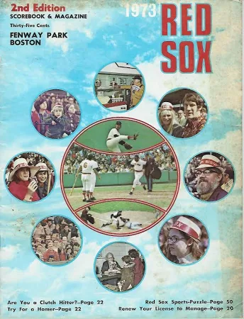 1973 Boston Red Sox Vs York Yankees Scorebook Yastrzemski Fisk Evans