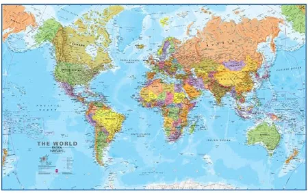 Maps International - Giant World Map - Mega-Map of The World - 80 x 46 - Updated 2025 - Full Lamination