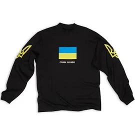 Balenciaga Support Ukraine Long Sleeve T-Shirt Medium Fit - Black - Unisex - M - Cotton