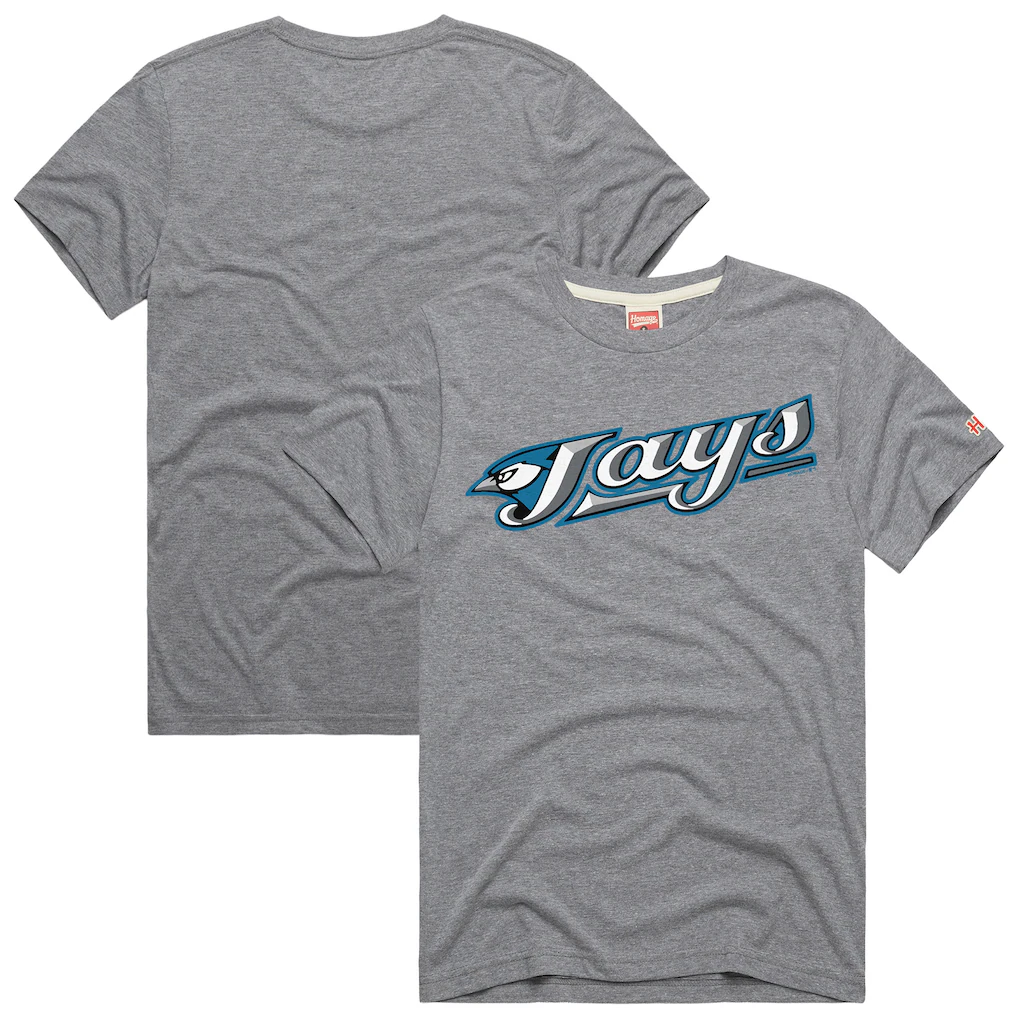Toronto Blue Jays Homage Unisex Jersey Logo Tri-Blend T-Shirt - Gray