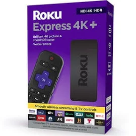 Roku Express 4K+ Streaming Player 4k/hd/hdr with Smooth Wi-Fi, and Voice Remote