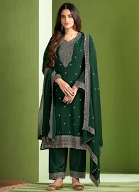 Demure Green Georgette Salwar Suit - Sareeka