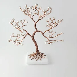 Pearl Anniversary Decor, Copper Wire Tree, Gift for Newlywed Couple