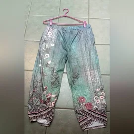 Temu Pants & Jumpsuits | Nwot Floral Pants Size L ( Free With Purchase) | Color: Green | Size: L | Chermac1956's Closet