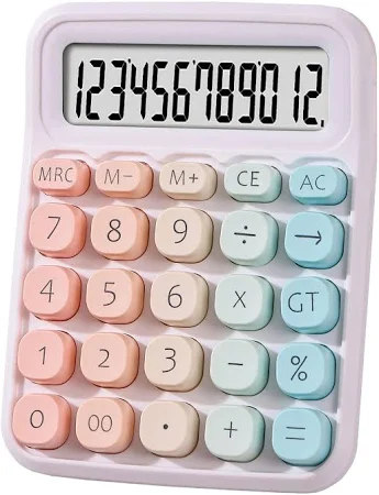 Mechanical Calculator,Desk Calculator Cute 12 Digit Large LCD Display and Big Buttons,Basic Office Calculator with Large LCD Display for Office, Home,