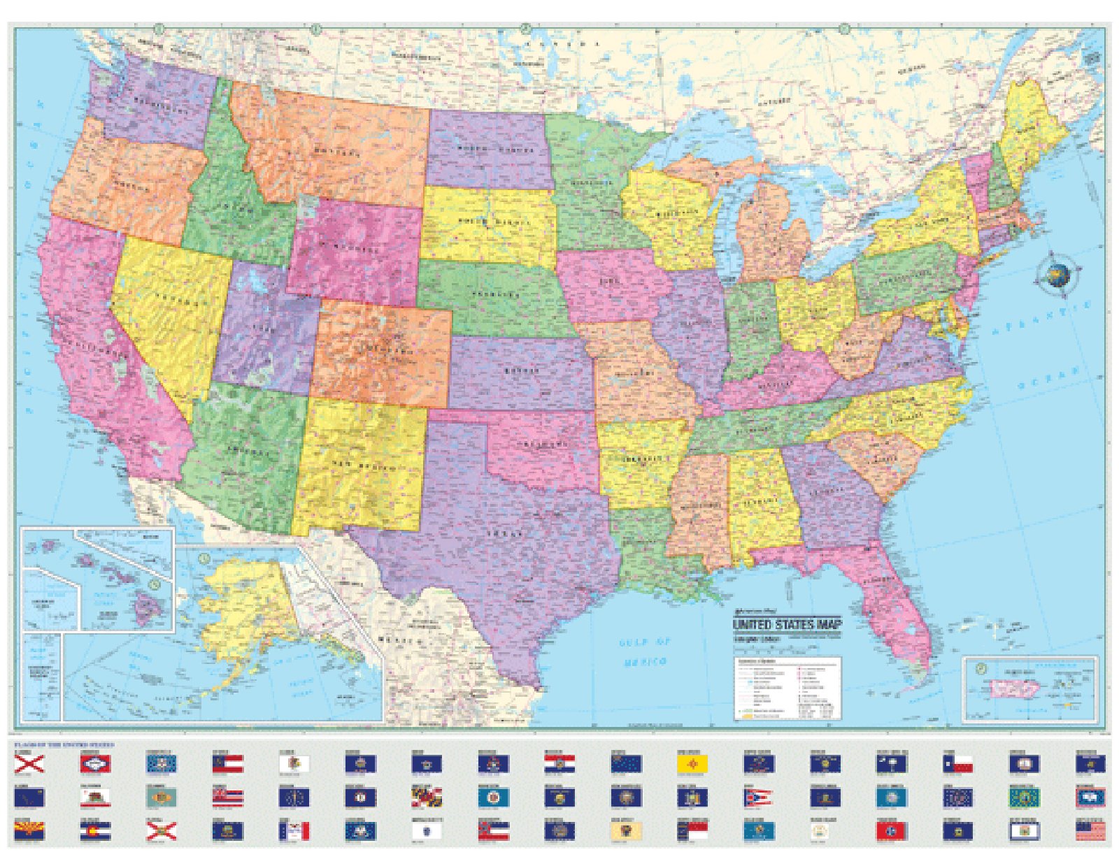 Universal Map Advanced Political United States Laminated Rolled Map