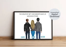 Brother Sister Gifts, Personalized Gift for Brother from Sister, Gift for Sister, Family Portrait, Birthday Gift Ideas for Brother, Print