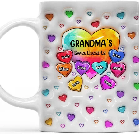 Colorful Sweethearts Grandma - Personalized Custom 3D Inflated Effect Mug