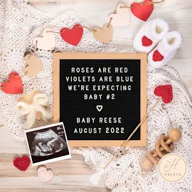 Valentine's Day Pregnancy Announcement Digital, Editable Baby #2, Second Baby Announcement, Social Media Baby Pregnancy Announcement