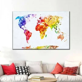 Canvas Print Wall Art | Temperate World Map