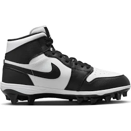 Jordan 1 Mid TD White/Black Men's Football Cleat Shoes, Size: 13