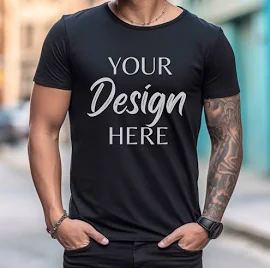 Black Bella Canvas 3001 Mockup, T-Shirt Mockup, Male Model Mockup, 3001 Man T-shirt Mockup, Lifestyle Mockup, Black Tee Mockup Outdoor