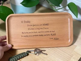 Welcome Home Daddy Poem, Empty your pockets Daddy, Personalized Catch All Table Tray, Personalized Gift for Him, Dad, Papa, Grandpa