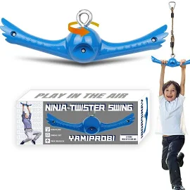 YAMIPROBI Ninja-Twister Swing Spins Set: Slackline Attachments - 360 Handle Twist-Spin Flips Toy Activate Ninja Powers Warrior Accessories Kids Hang