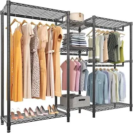 VIPEK V6 Wire Garment Rack Heavy Duty Clothes Rack Metal Clothing Rack with Shelves, Freestanding Portable Wardrobe Closet Rack for Hanging Clothes