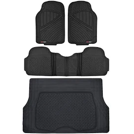 Motor Trend FlexTough Performance All Weather Rubber Car Mats with Cargo Liner - Full Set Front & Rear Floor Mats for Cars Truck Suv, Automotive