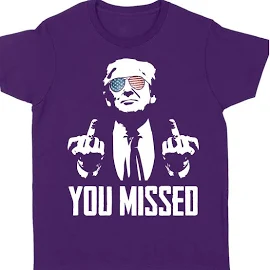 TheRedFirst You Missed, Trump Fight Shirt, Trump Fight 2024 Shirt Pennsylvania Rally Women Tee / Purple Color / 2XL