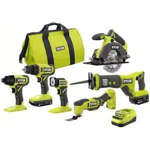 Ryobi 18V Cordless 6-Tool Combo Kit PCL1600K2