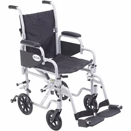 Drive Medical Poly Fly Transport Chair with Swing Away Footrest; 18 Seat Size