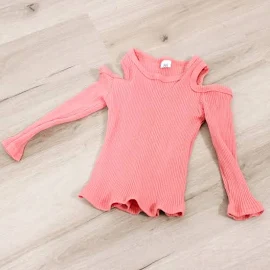 Temu Shirts & Tops | Girls Cold Shoulder Long Sleeve, 2y | Color: Pink/Red | Size: 2tg | Sedimentthrift's Closet